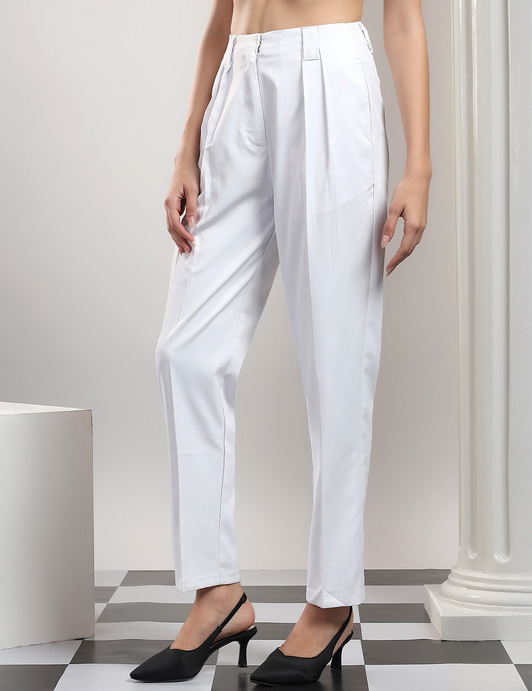 KOTTY Relaxed Women White Trousers 
