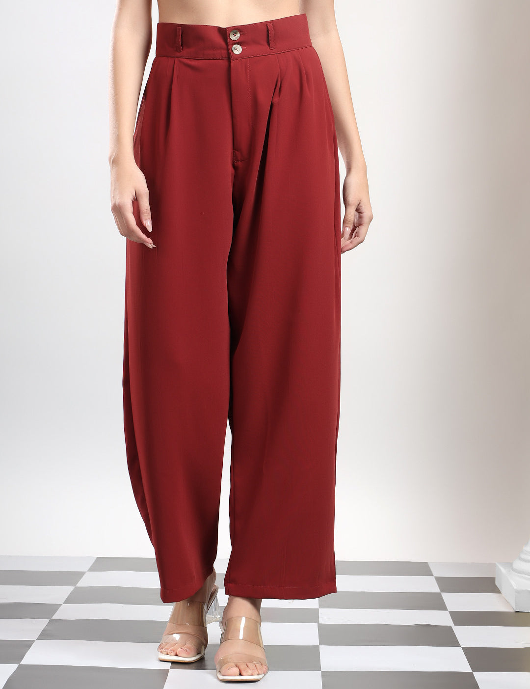 KOTTY Relaxed Women Red Trousers 