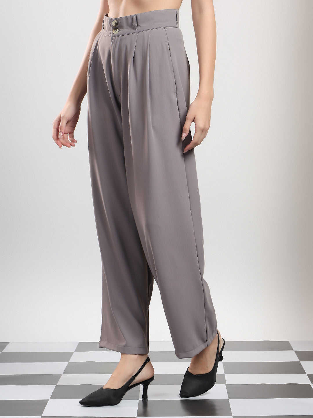 KOTTY Relaxed Women Grey Trousers 