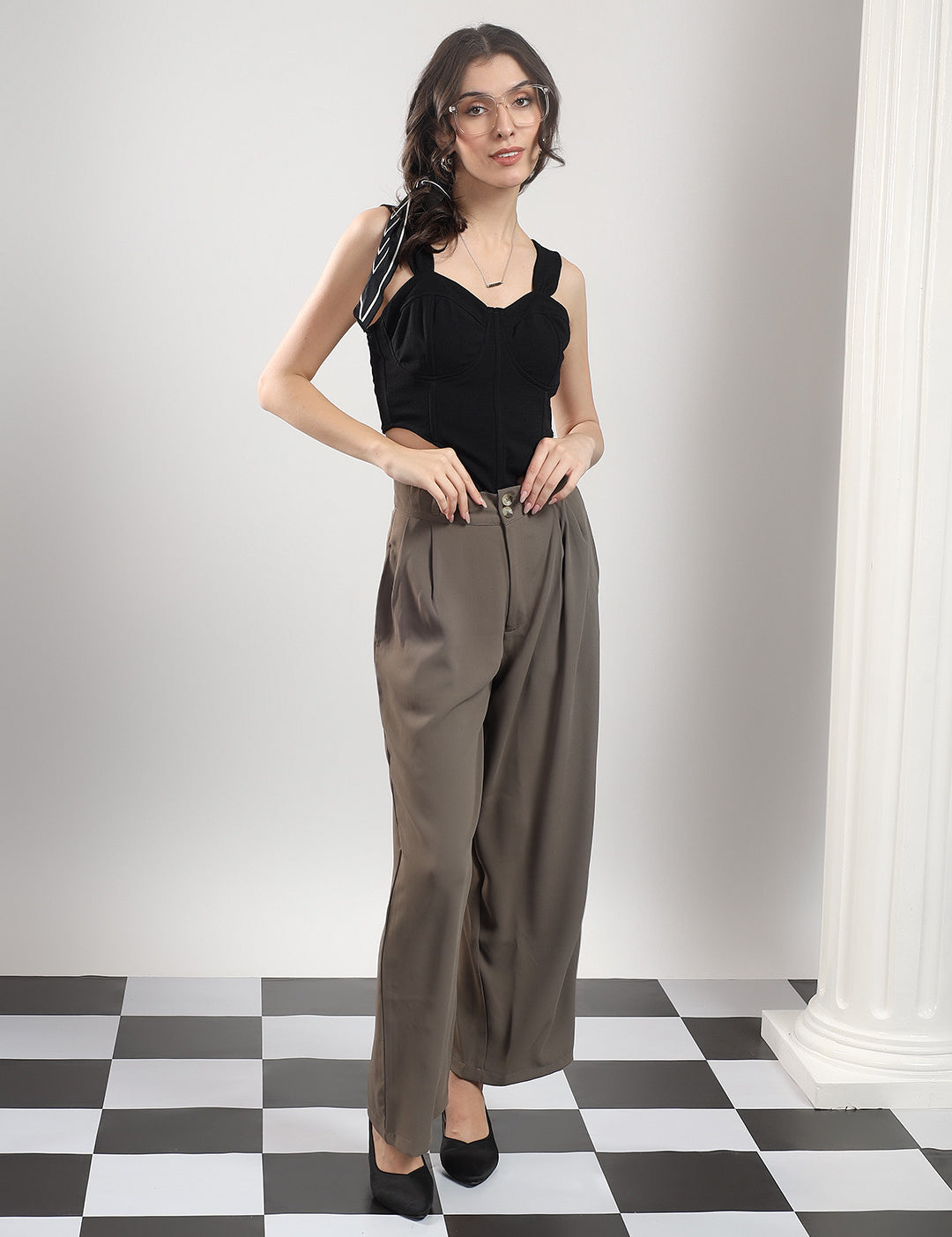 KOTTY Relaxed Women Brown Trousers 