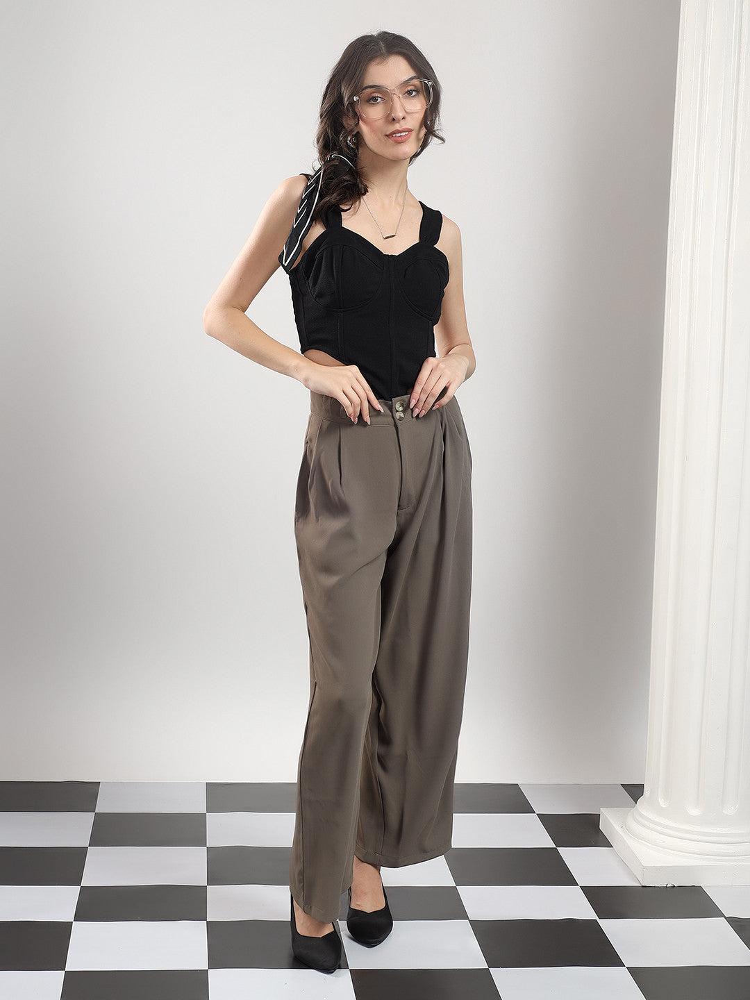 KOTTY Relaxed Women Brown Trousers 