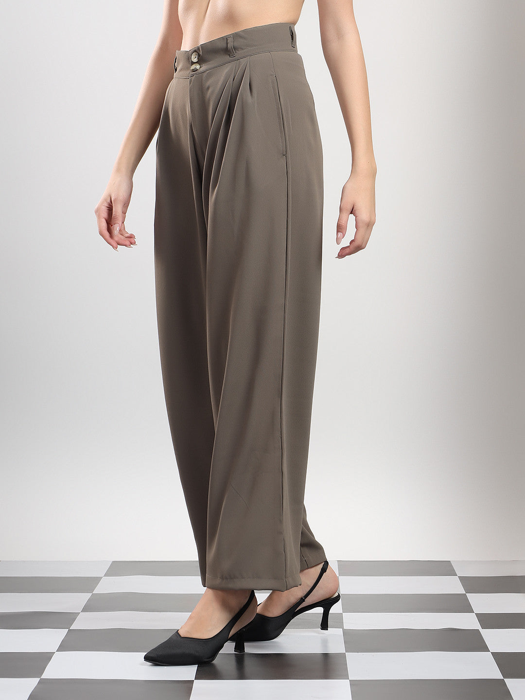 KOTTY Relaxed Women Brown Trousers 