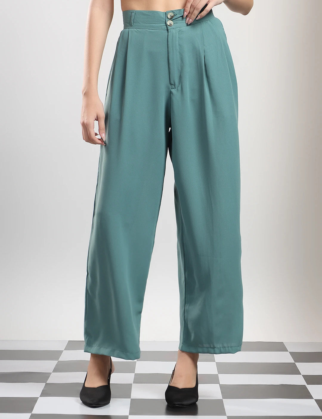 KOTTY Relaxed Women Green Trousers 