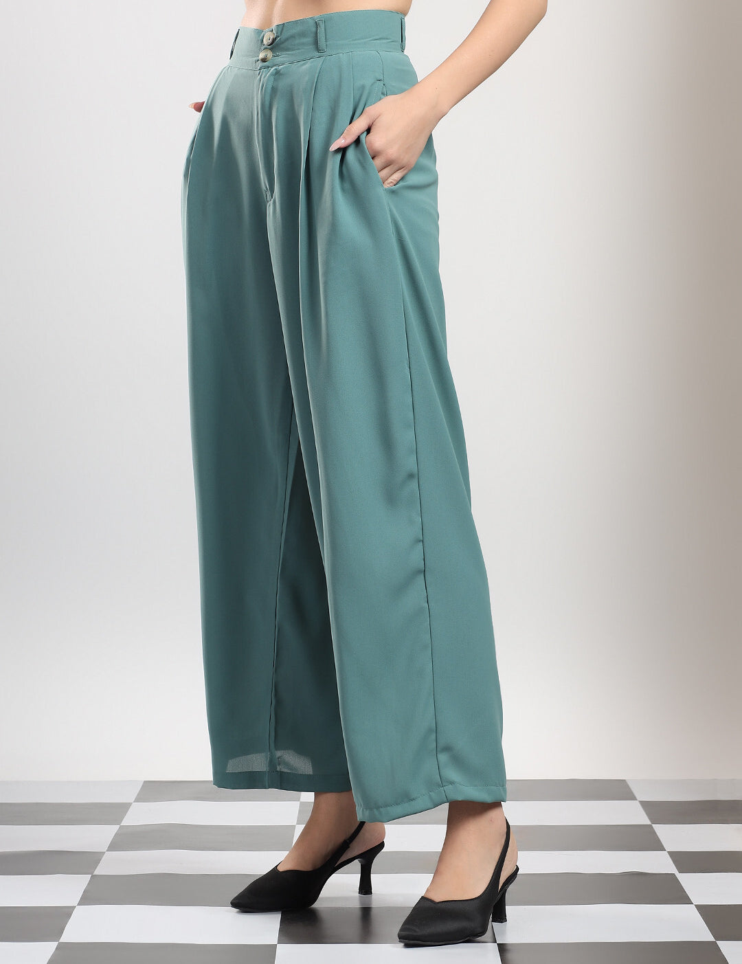 KOTTY Relaxed Women Green Trousers 
