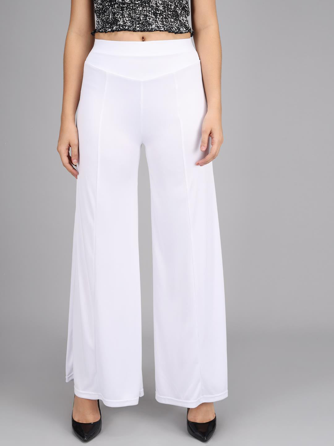 KOTTY Flared Women White Trousers 