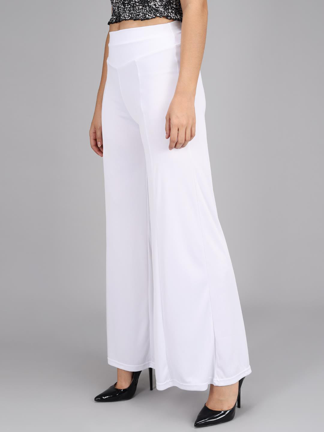 KOTTY Flared Women White Trousers 