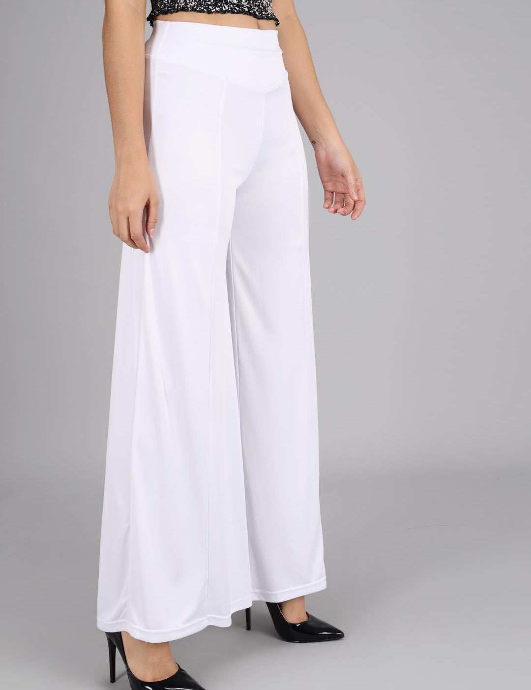 KOTTY Flared Women White Trousers 
