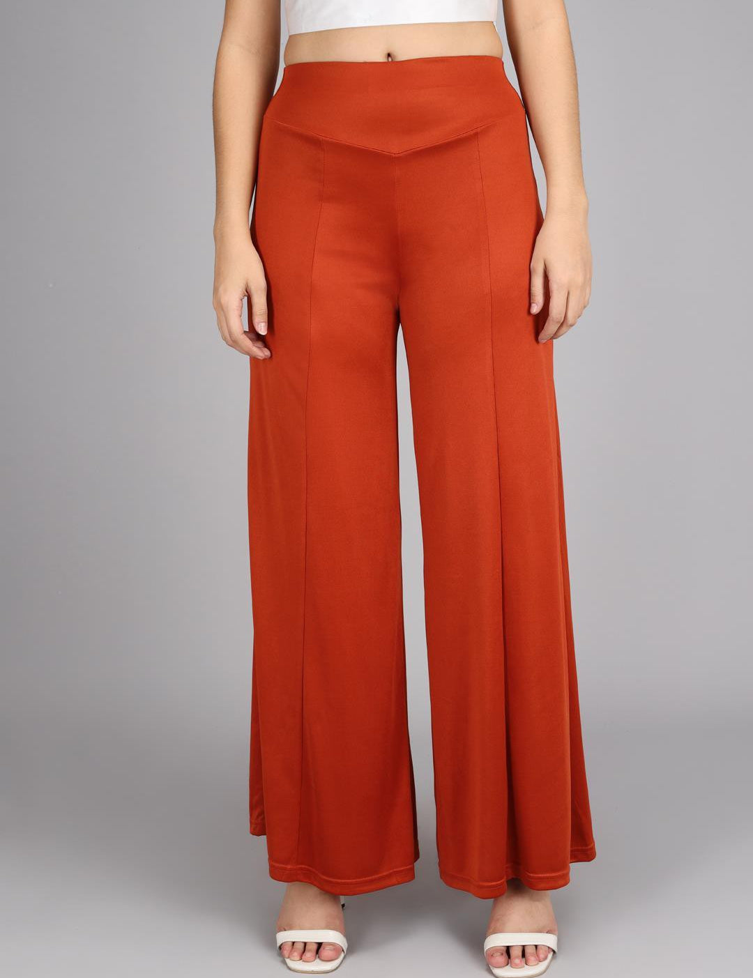 KOTTY Flared Women Orange Trousers 