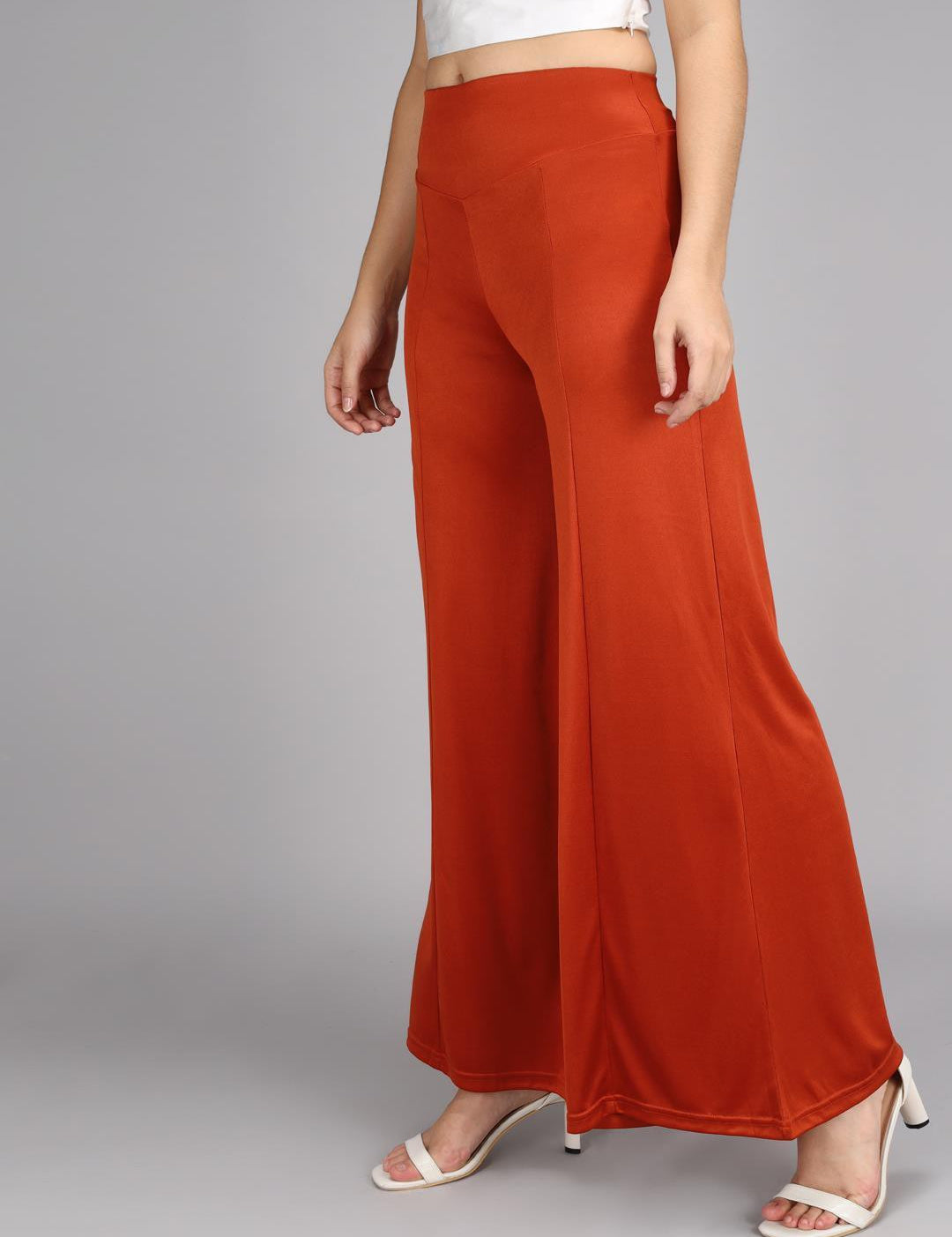 KOTTY Flared Women Orange Trousers 