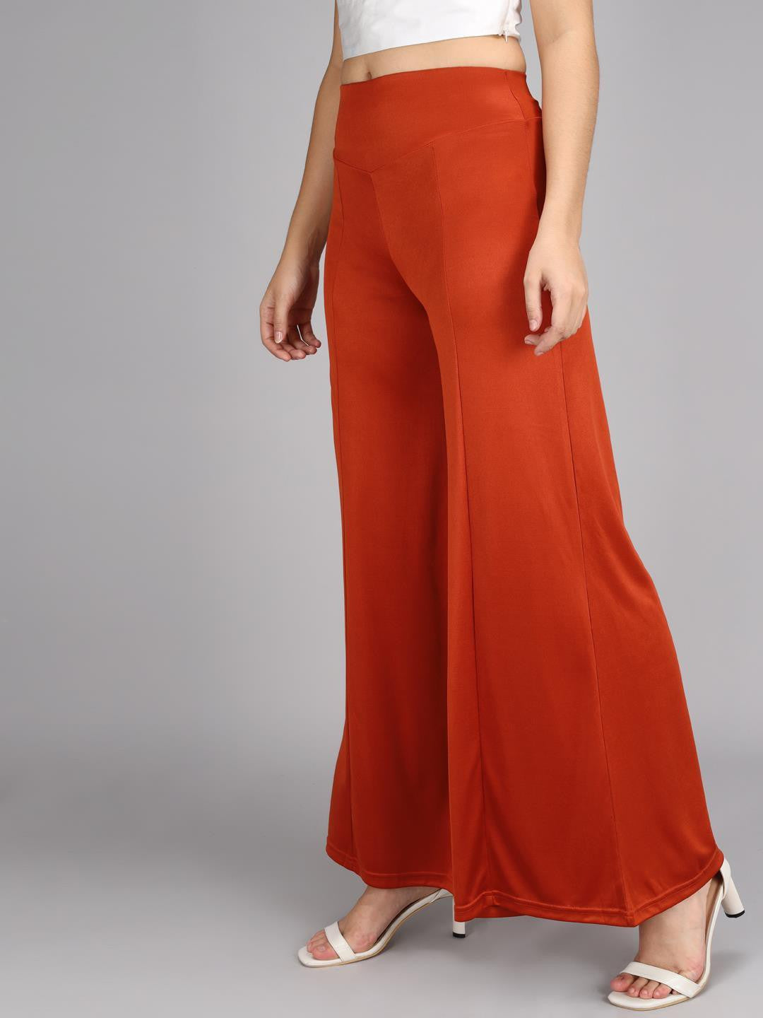 KOTTY Flared Women Orange Trousers 