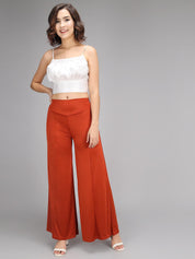 KOTTY Flared Women Orange Trousers 