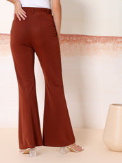 KOTTY Flared Women Brown Trousers 