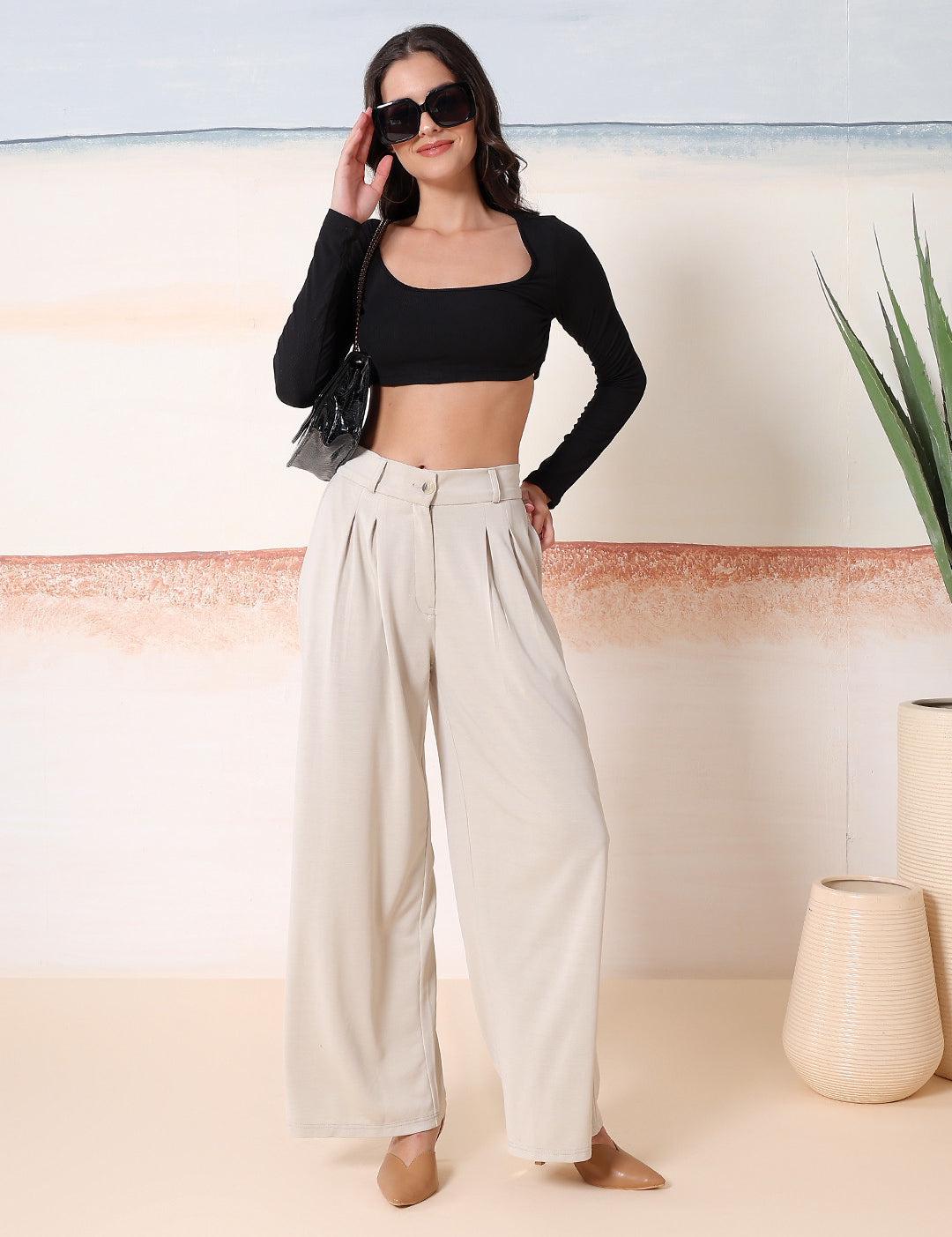 KOTTY Comfort Fit Women White Trousers 