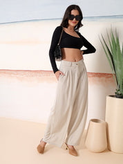 KOTTY Comfort Fit Women White Trousers 