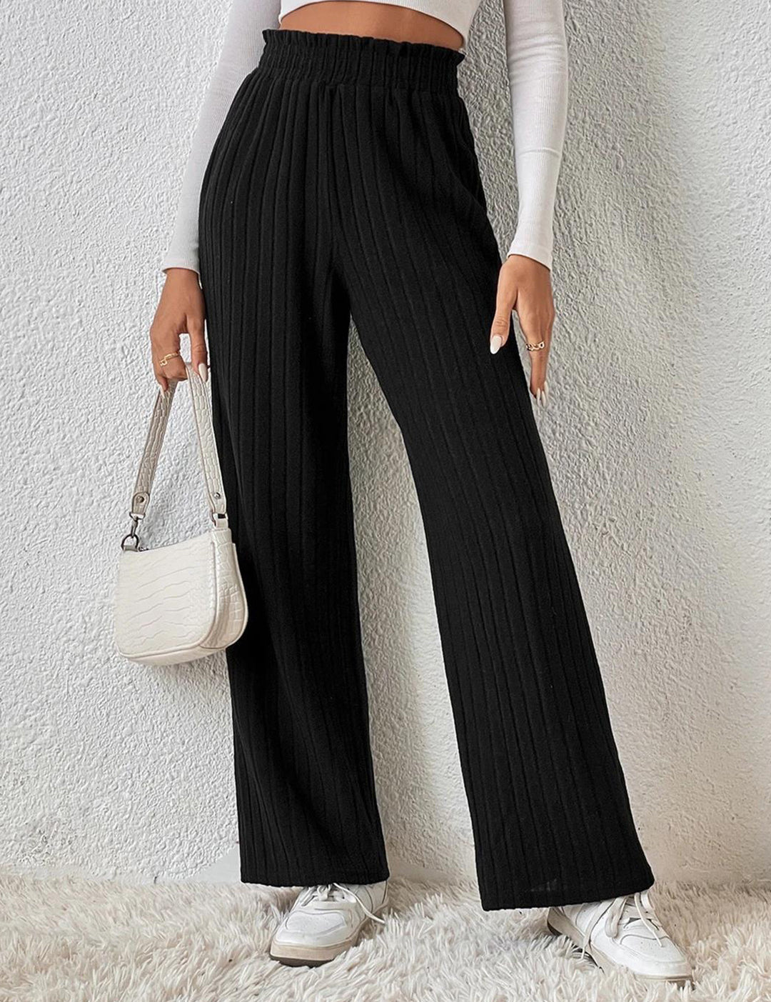 KOTTY Straight Fit Women Black Trousers 