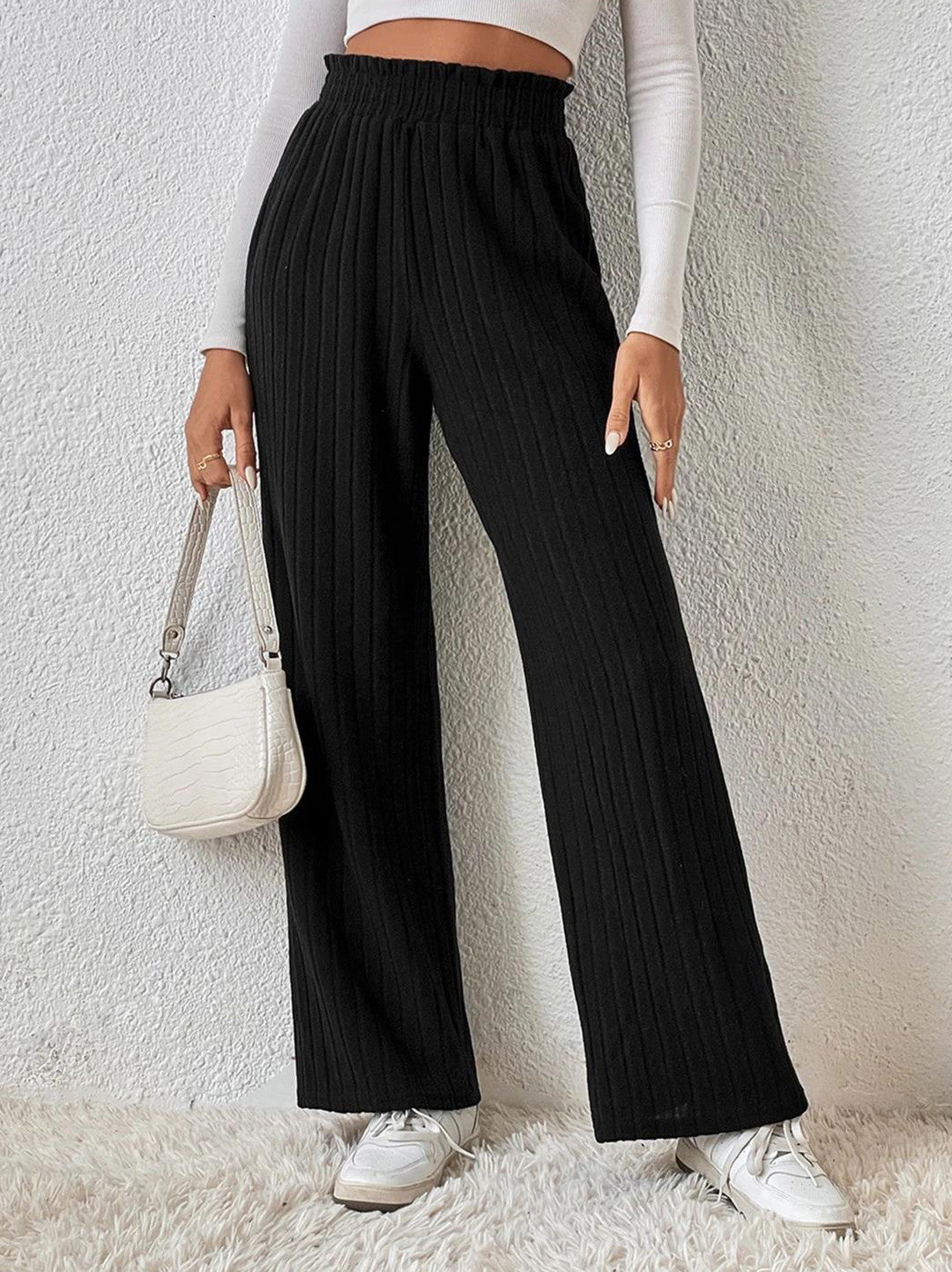 KOTTY Straight Fit Women Black Trousers 
