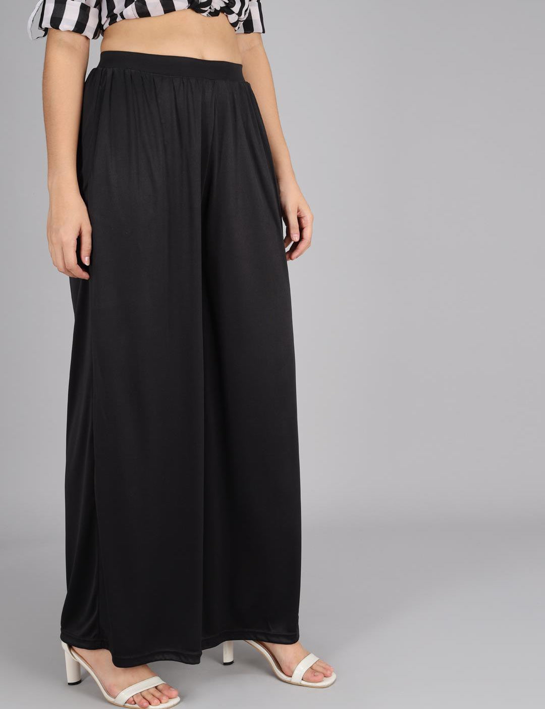 KOTTY Flared Women Black Trousers 