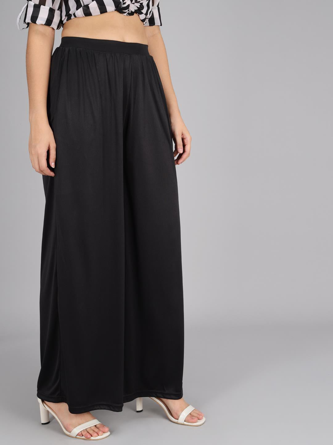 KOTTY Flared Women Black Trousers 
