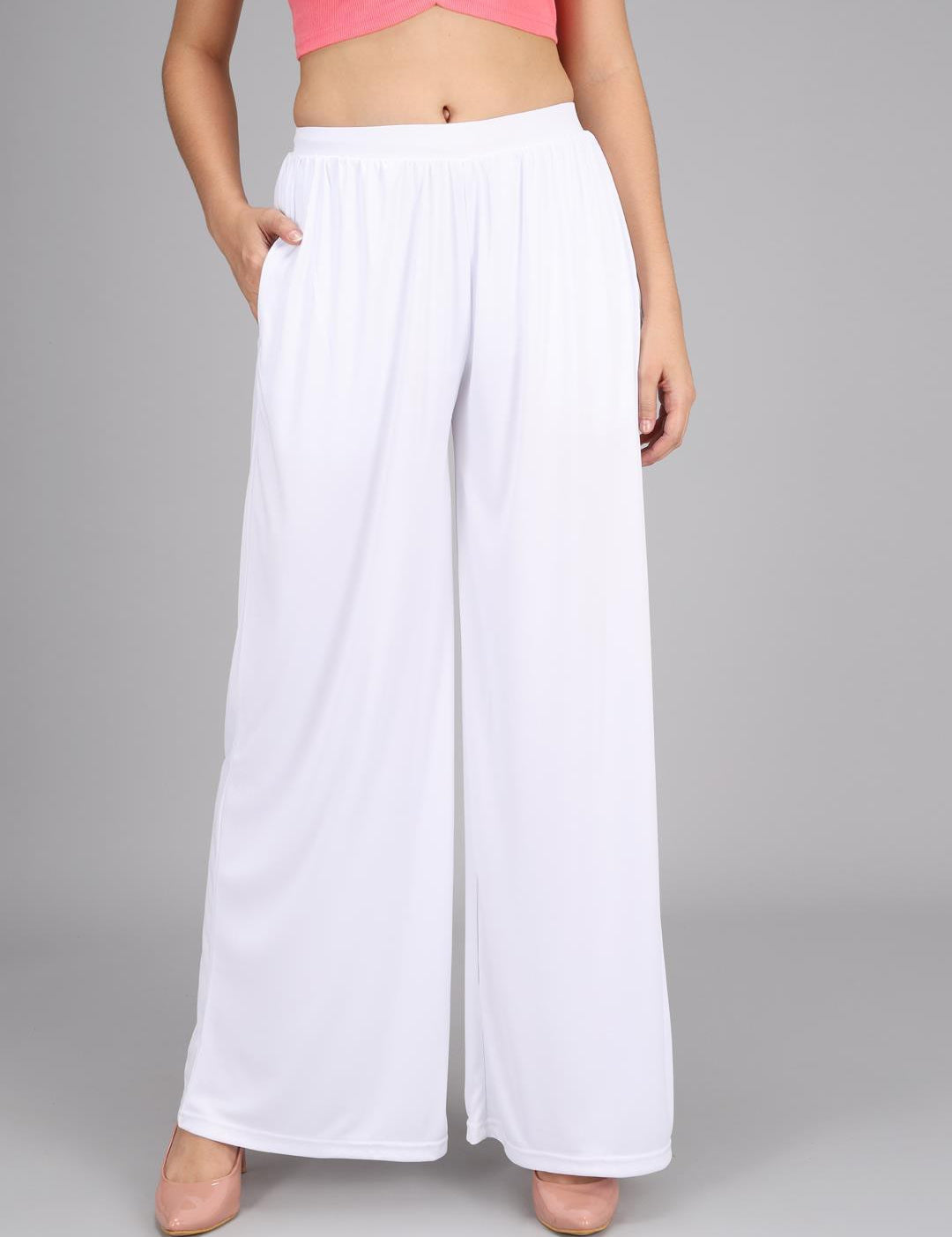KOTTY Flared Women White Trousers 
