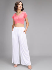 KOTTY Flared Women White Trousers 