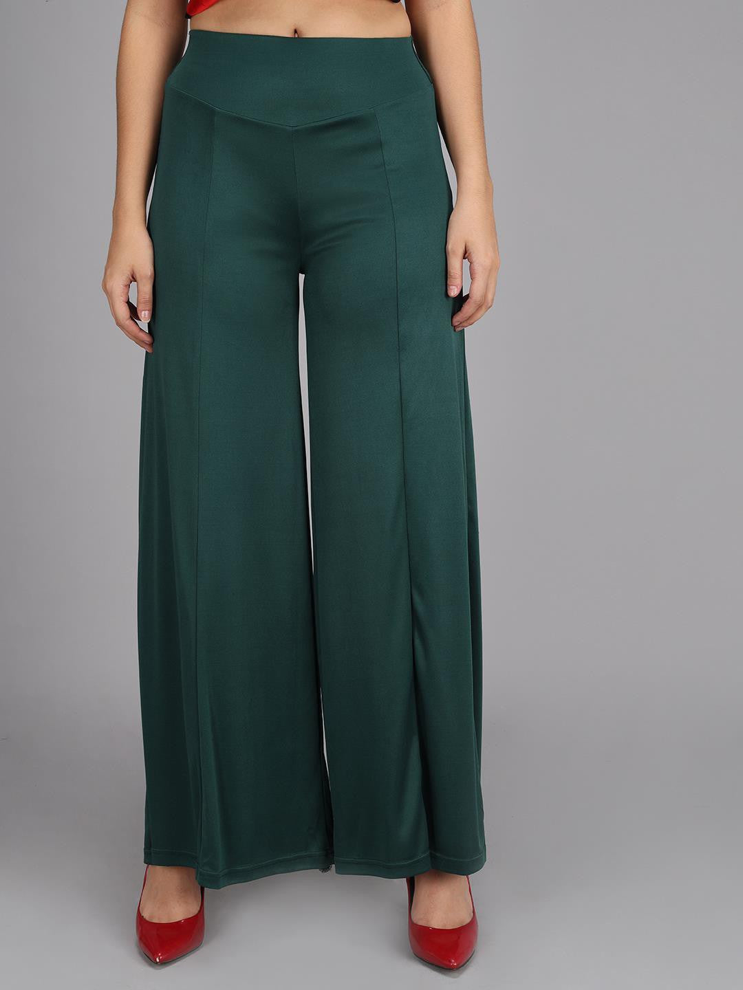KOTTY Flared Women Green Trousers 