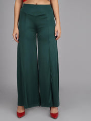 KOTTY Flared Women Green Trousers 