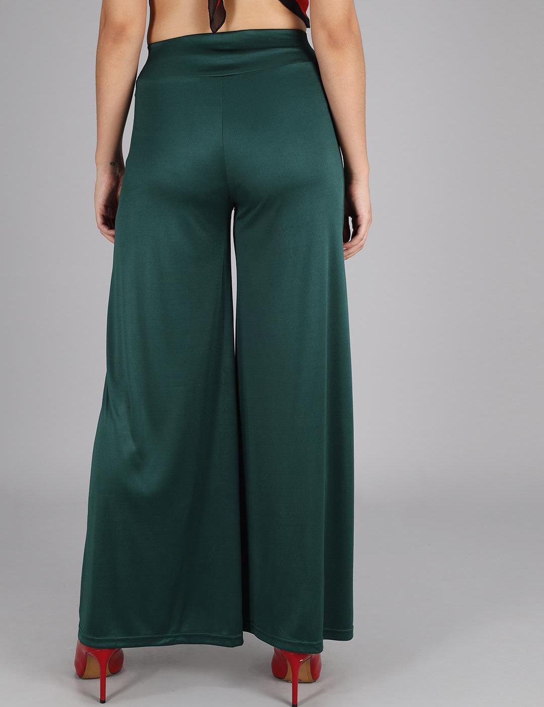 KOTTY Flared Women Green Trousers 