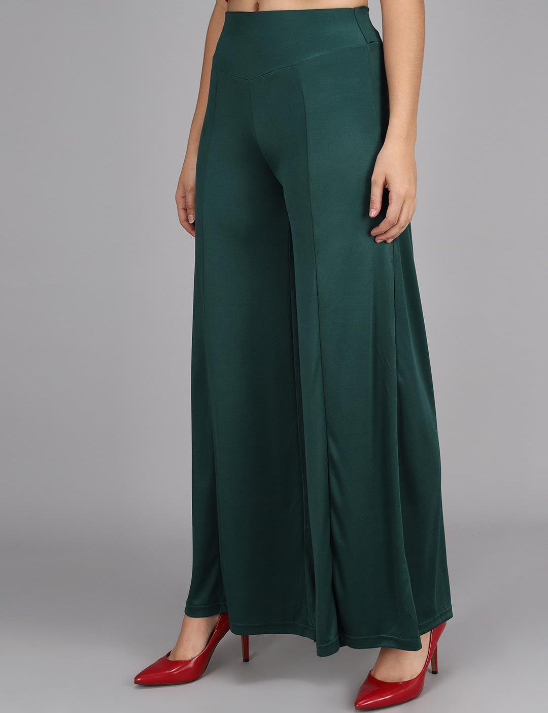 KOTTY Flared Women Green Trousers 