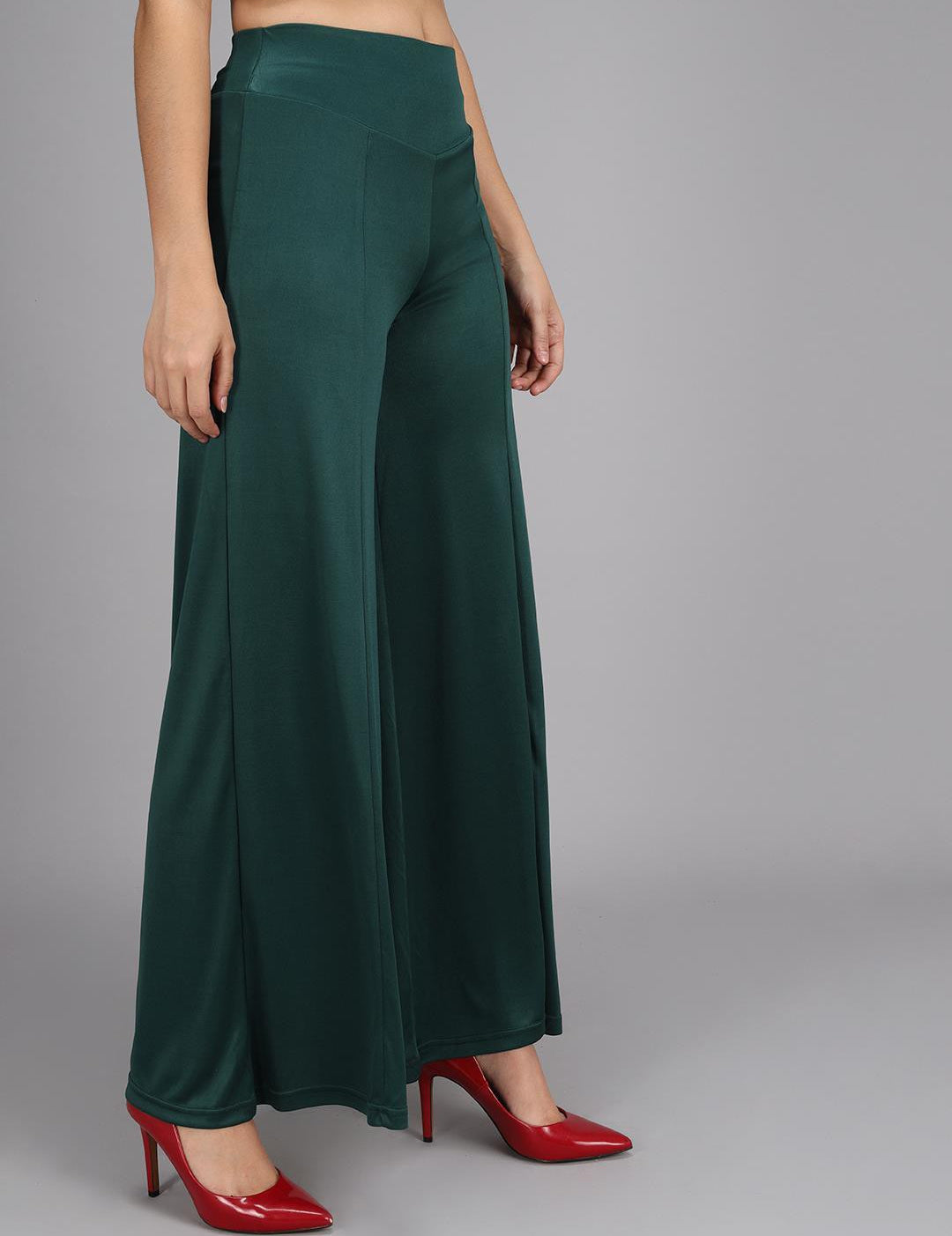 KOTTY Flared Women Green Trousers 