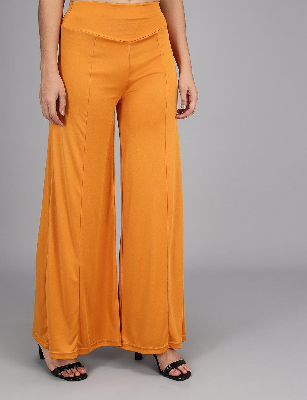 KOTTY Flared Women Yellow Trousers 