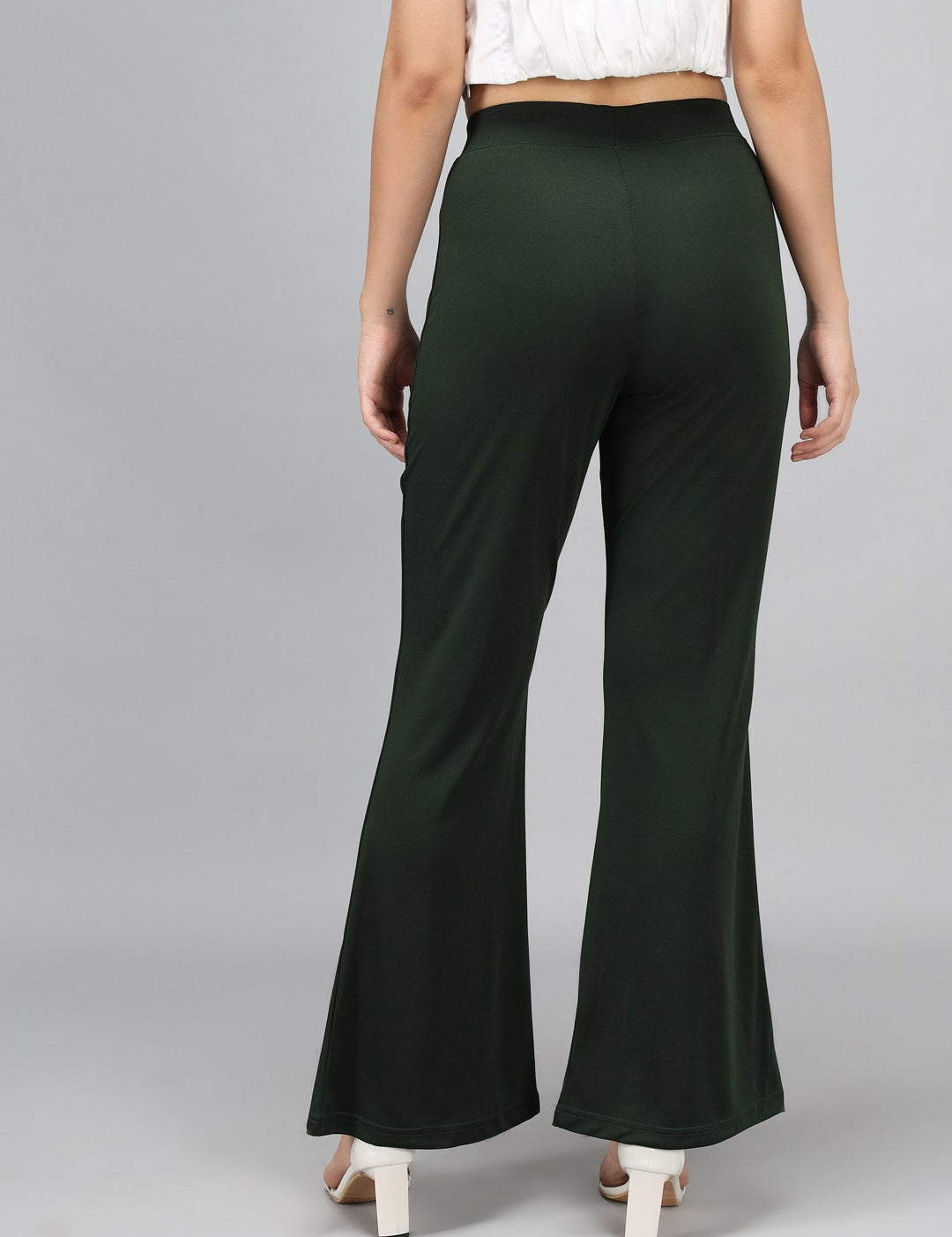 KOTTY Flared Women Green Trousers 