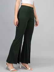 KOTTY Flared Women Green Trousers 
