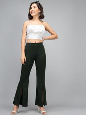 KOTTY Flared Women Green Trousers 