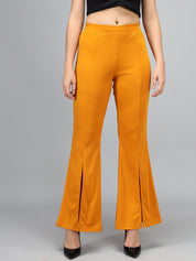 KOTTY Flared Women Yellow Trousers 