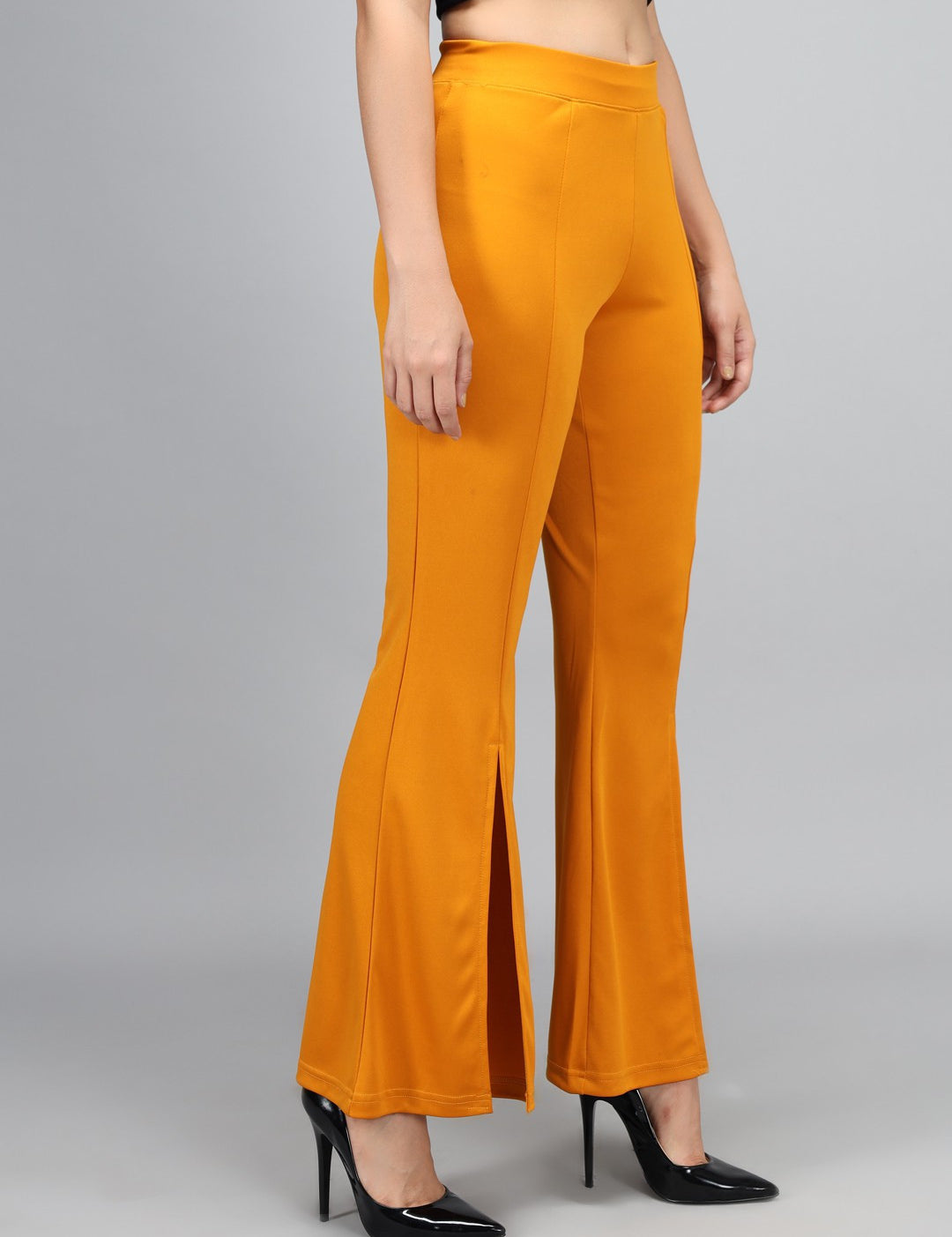 KOTTY Flared Women Yellow Trousers 