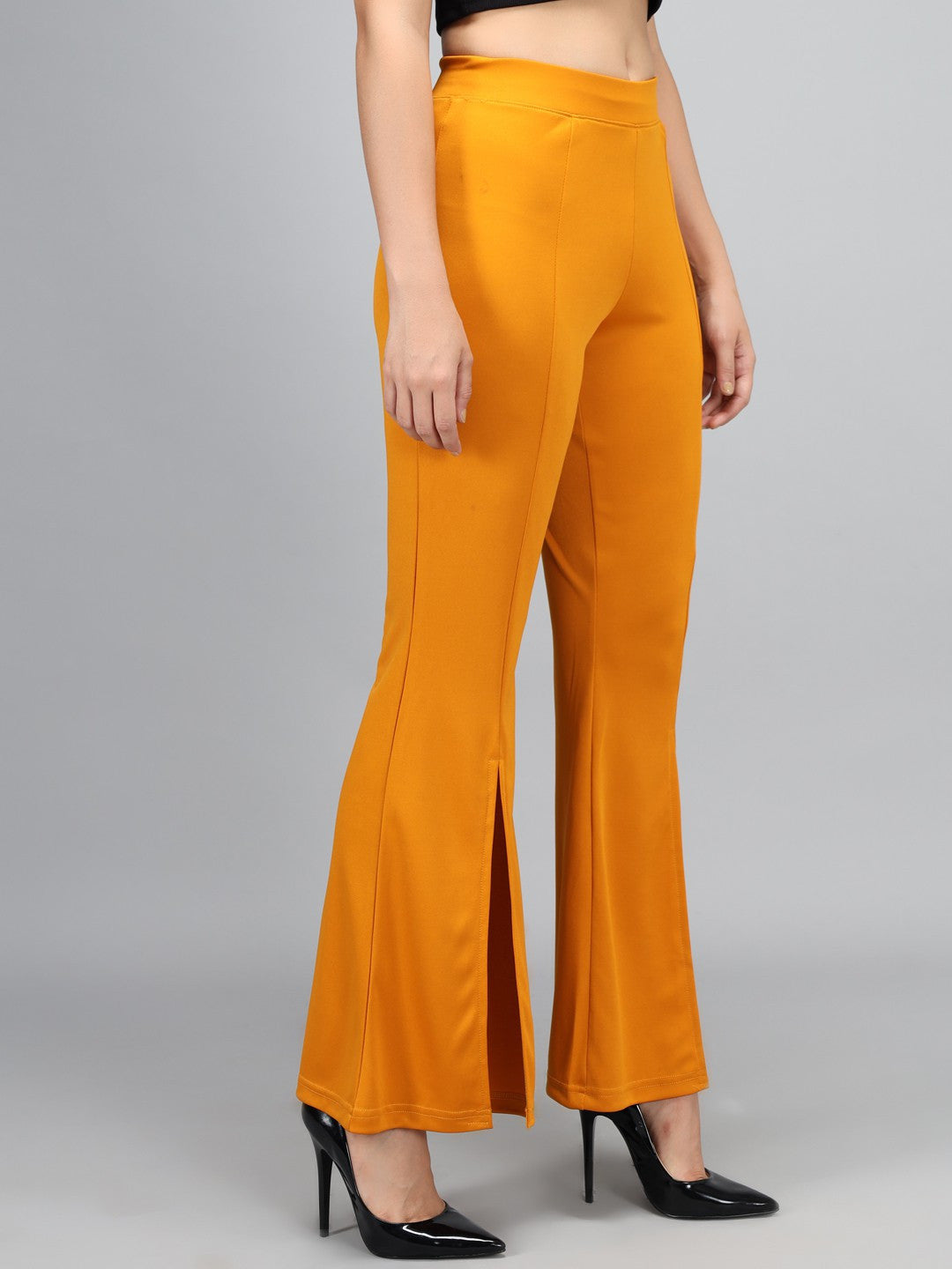 KOTTY Flared Women Yellow Trousers 