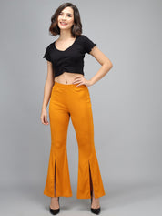 KOTTY Flared Women Yellow Trousers 