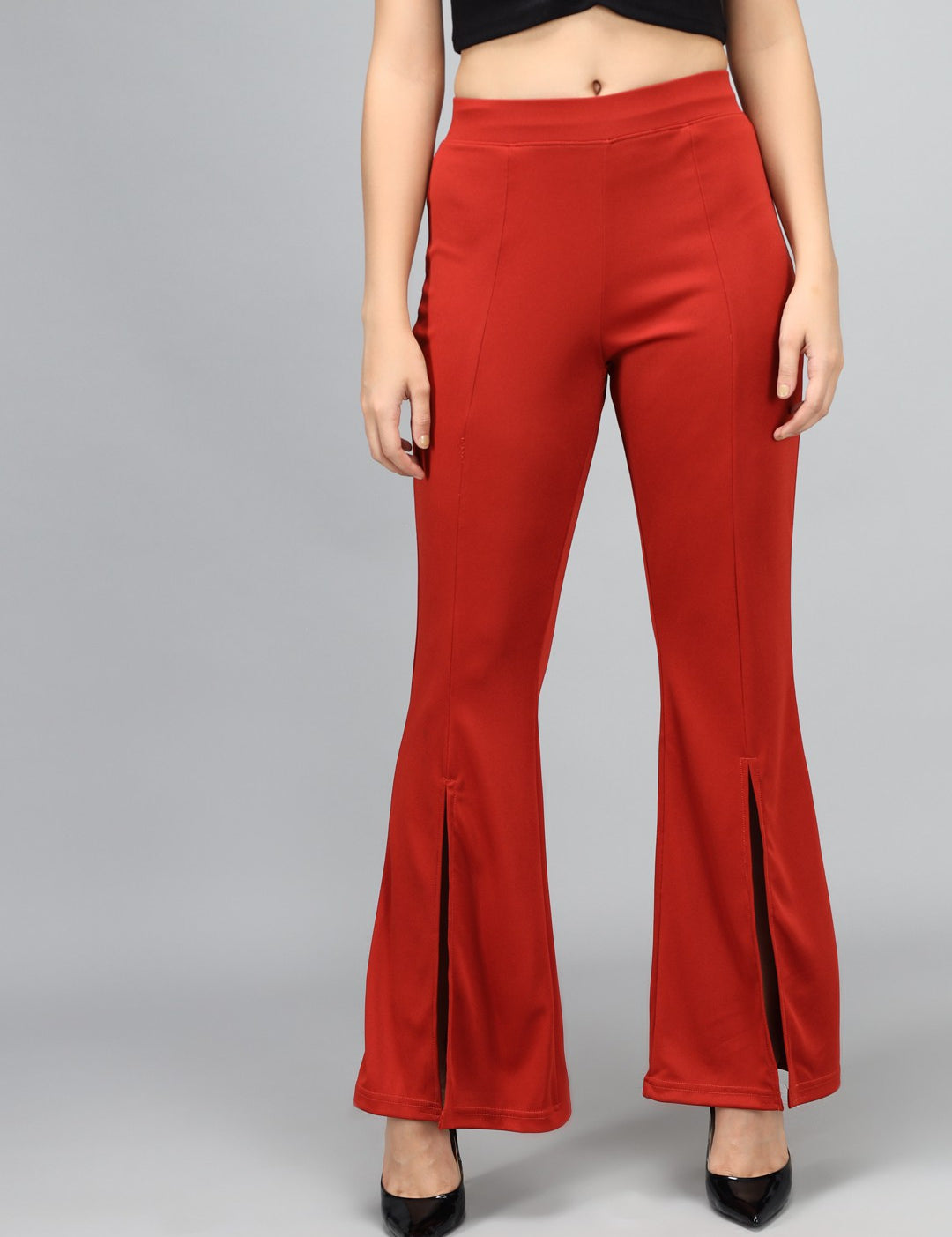 KOTTY Flared Women Maroon Trousers 