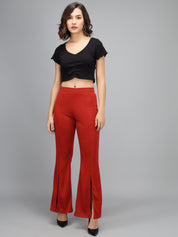 KOTTY Flared Women Maroon Trousers 