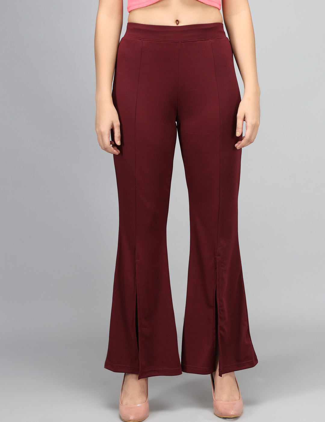 KOTTY Flared Women Maroon Trousers 