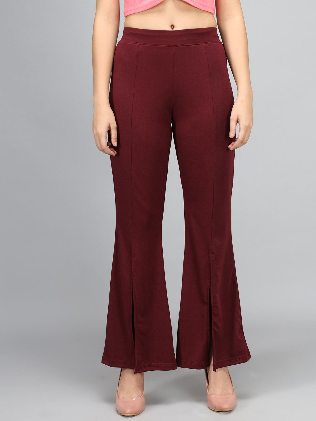 KOTTY Flared Women Maroon Trousers 