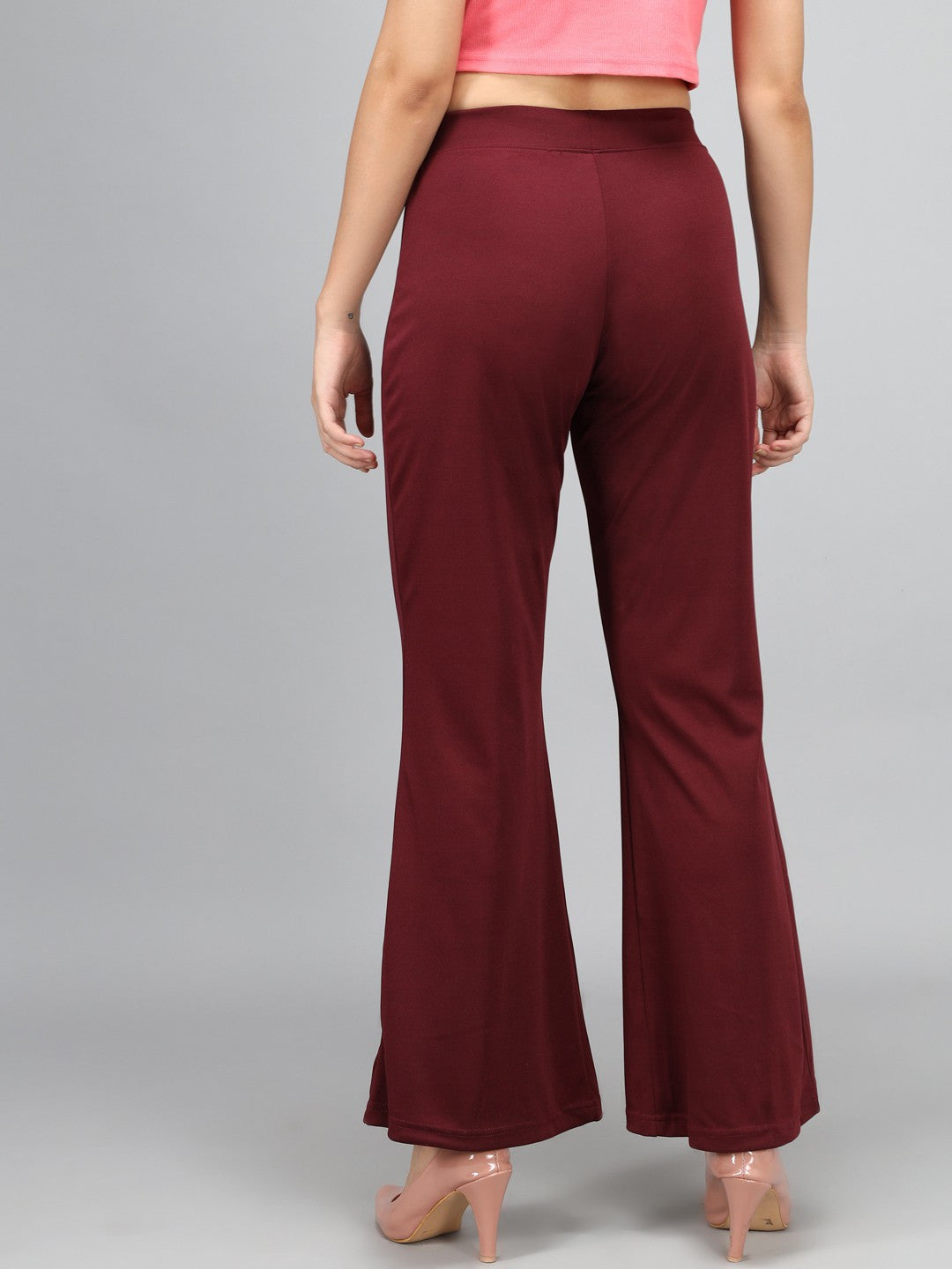 KOTTY Flared Women Maroon Trousers 