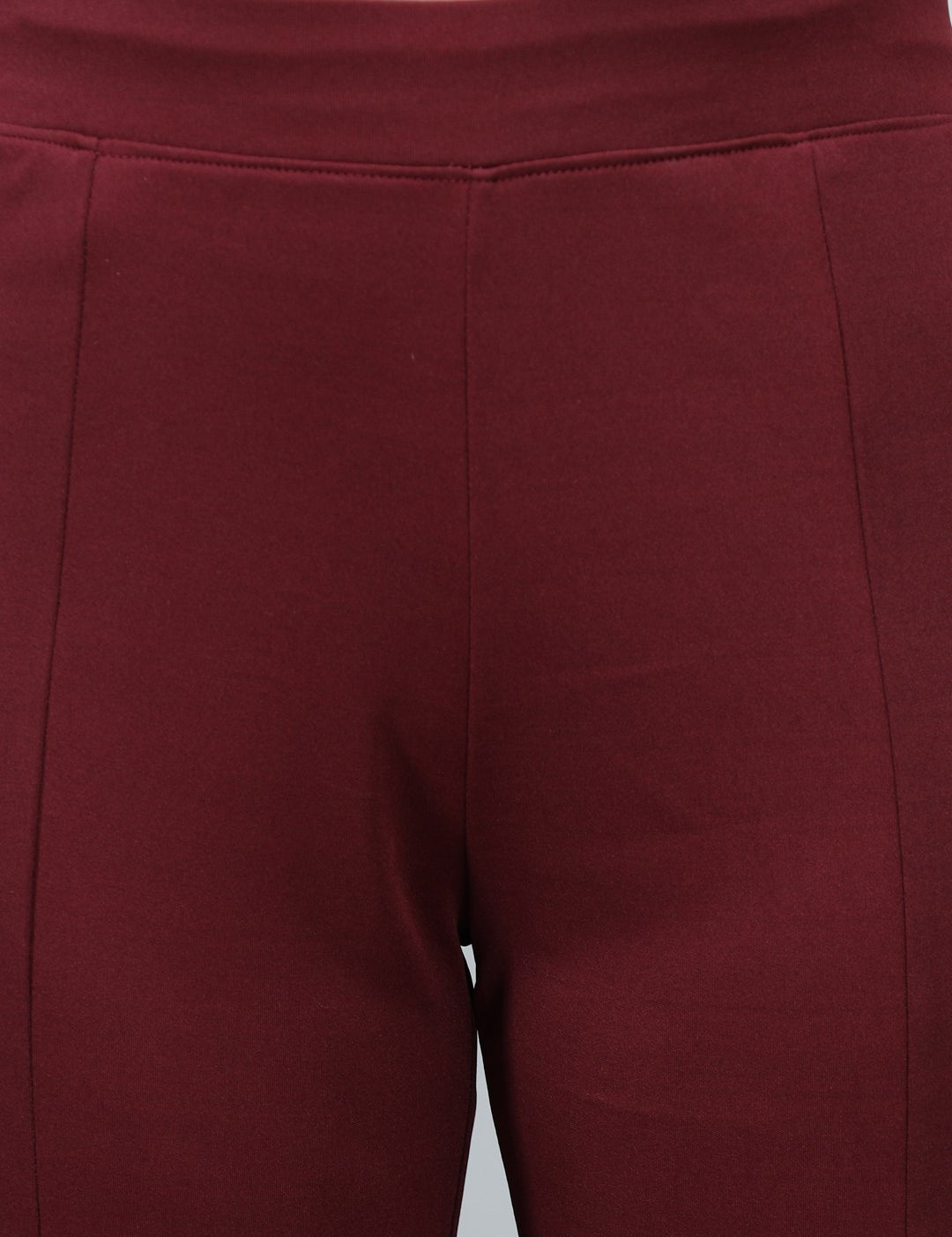 KOTTY Flared Women Maroon Trousers 