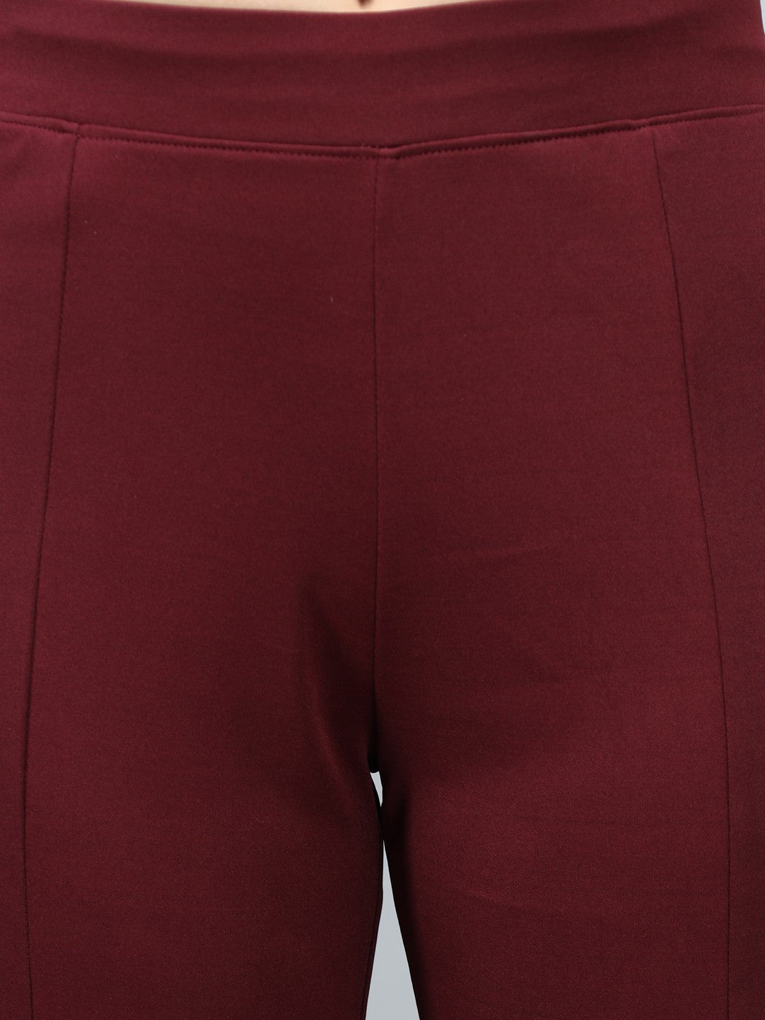 KOTTY Flared Women Maroon Trousers 