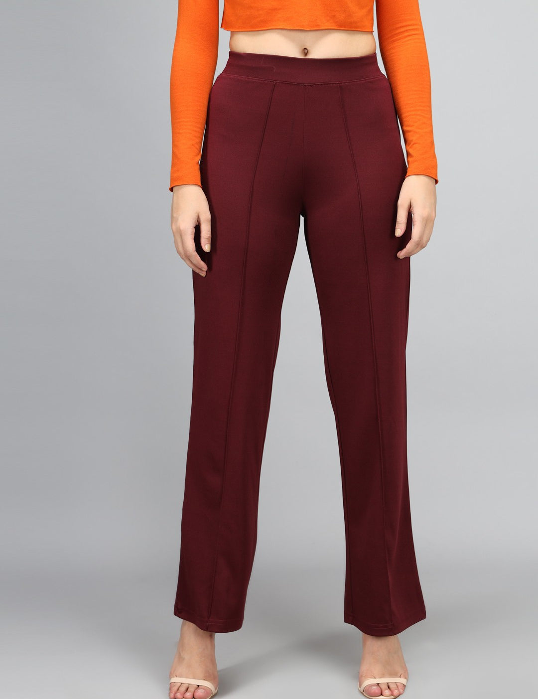 KOTTY Regular Fit Women Maroon Trousers 