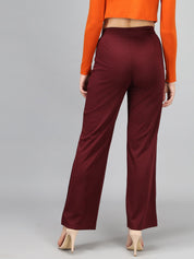 KOTTY Regular Fit Women Maroon Trousers 
