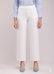Women's White Ankle Length Pants