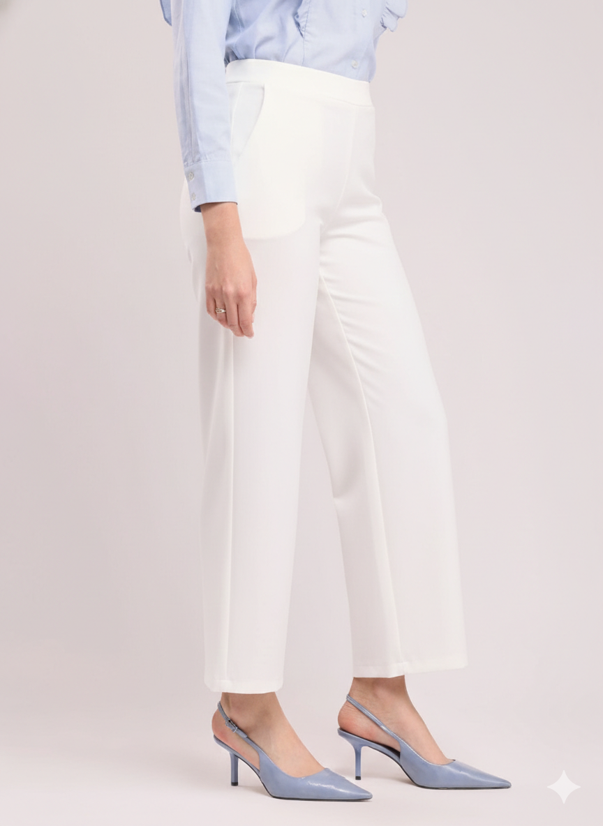 Women's White Ankle Length Pants