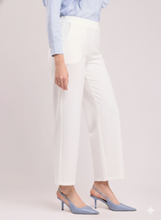Women's White Ankle Length Pants
