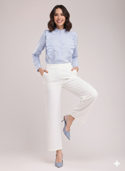 Women's White Ankle Length Pants